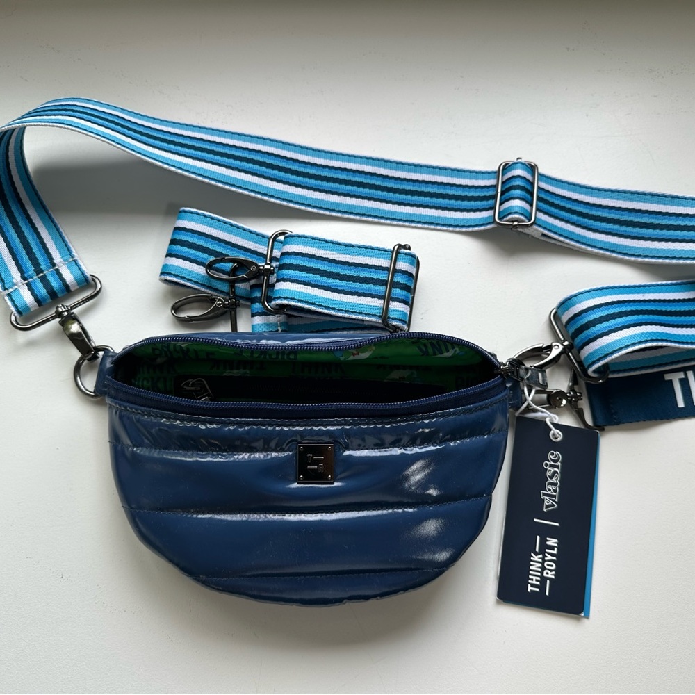 THINK ROYLN SHINING STAR Vlasic Navy Blue Crossbody Bag with Striped Strap - Picture 5 of 15